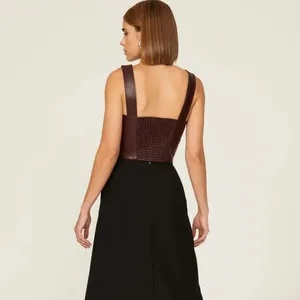 Peter‎ Som -1628 Rent The Runway - Burgundy Red Faux Leather Bustier Top Size 2 thumbnail 4