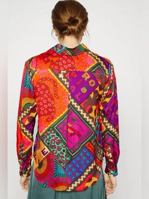 Farm Rio "Dotted Patch Scarf Shirt thumbnail 4