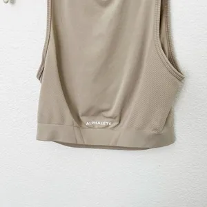 [Alphalete] Tan Linen Seamless Stratus Crop Tank Top Crew Neck Workout Size XL thumbnail 8
