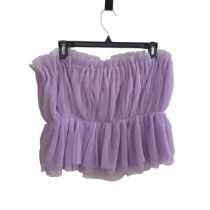 Pink Lily Tube Top Women Medium Purple Tulle Peplum Fairycore Pleated MA647 thumbnail 5