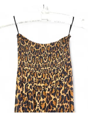 H&M DIVIDED Women’s Strapless Animal Print Tube Smocked Top Maxi Dress Size US 4 thumbnail 7