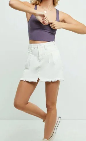 White Denim Skirt thumbnail 1