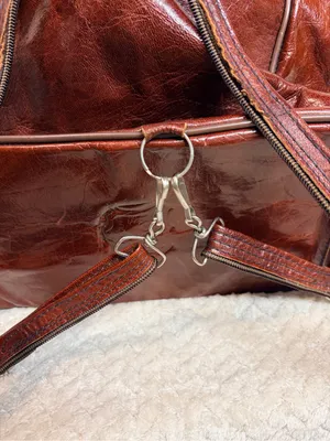 Vintage Vrai Cuir Leather‎ Tapestry Backpack - Boho Moroccan Handcrafted Bag thumbnail 10