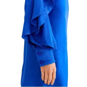 FARM RIO BRIGHT BLUE BACKLESS RUFFLED SLEEVE MINI DRESS BLUE size XL thumbnail 6