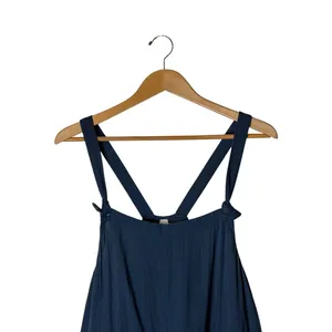 Pact Coastal Double Gauze Jumpsuit Women Medium Blue Organic Cotton Tie Strap thumbnail 4
