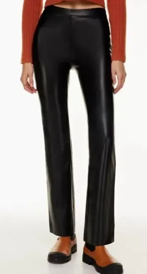 Aritzia Wilfred black faux leather pull on flare pants size 4 thumbnail 1