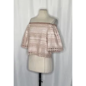 Revolve ALEXIS Finn Lace Off Shoulder Top Blouse Blush Pink Silk Lacey‎ X-Small thumbnail 5