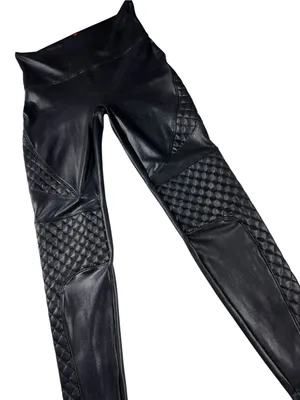Spanx Quilted Moto Black High Rise Leggings Women’s Size Large thumbnail 5