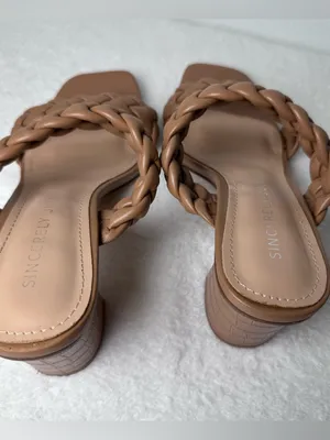 Sincerly Jules Braided Brown Block Heel Mule Slides in Size 7.5 thumbnail 11
