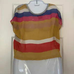 🩷 3/$18 Disney Mickey Mouse colorblock midriff crop top gray colorful thumbnail 3