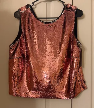 New York & Company Rose Gold Sequin sleeveless with silver sequin undertones Top thumbnail 1