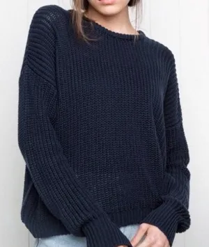 Brandy Melville Classic Navy Blue Crew Neck Sweater thumbnail 1