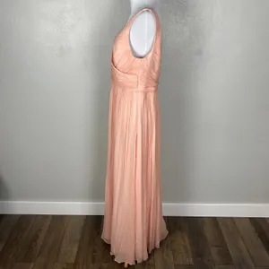 J Crew Formal Gown Maxi Dress Womens 14 Pink Silk Chiffon‎ Pleated V-Neck Heidi thumbnail 13