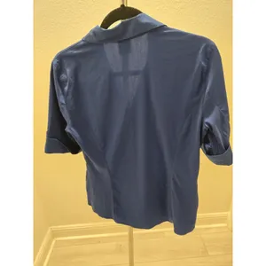 Anne Klein Royal Blue Utility Shirt Button Up Roll Tab Sleeve Zip Pocket Women S thumbnail 5