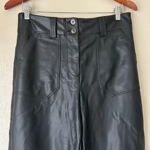 Maeve by Anthropologie Black Faux Leather High Waisted Pants US Size 8 thumbnail 7