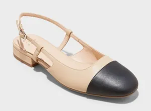 A New Day Maxine Women’s 8.5 Tan Black Cap Toe Slingback Flats thumbnail 1