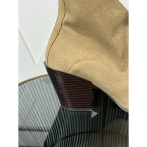 Reserved Womens Western Ankle Boots Size EU 36 US 5 Tan Suede Pointed Toe Heel thumbnail 11