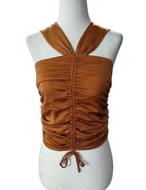 Lush Bronze Satin Tank Top Women Size Small | 18-4 thumbnail 1