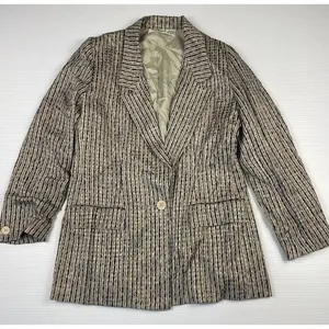 Anne Klein Petites Striped Textured Blazer Professional‎ Office Wear Size 8 thumbnail 1