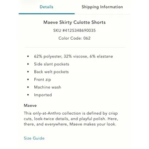 Anthropologie Maeve Skirty Culotte Shorts thumbnail 8