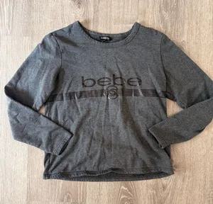 Bebe Sport Gray Long Sleeve Sweatshirt Top with Logo Size M thumbnail 1