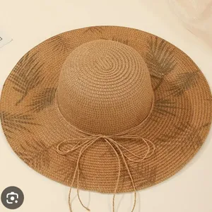 Wide-brimmed beach or field hat. Made mainly of straw. thumbnail 1