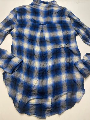 American Eagle Outfitters Plaid Flannel Boyfriend Shirt Blue Black Women/Jr Sz S thumbnail 6