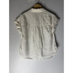 Veronica Beard White 100% Linen Short Sleeve Button Down Top Shirt Size M thumbnail 2