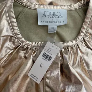 NWT!! Anthropologie MARE MARE Shine Faux Leather Shirt Dress Pearl Metallic XS thumbnail 12