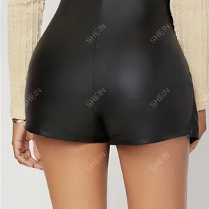 SHEIN Black Faux Leather Skort Women’s Large Mini Skirt Shorts Club Night Out thumbnail 2