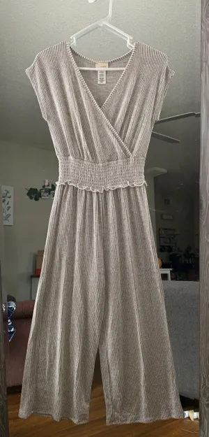 Grey Striped Jumpsuit Gray thumbnail 2