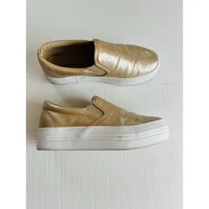 Woolworths Womens‎ Sz 5.5 Gold Platform Slip On Sneakers Shoes thumbnail 2