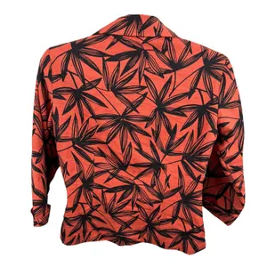 Silkland 100% Silk Jacket Blazer Orange Black Floral Button Front‎ Small thumbnail 2