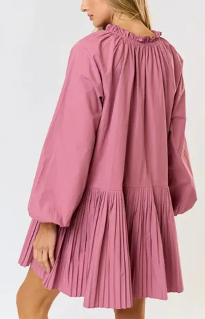 La Pink Pleated Mini Dress thumbnail 3