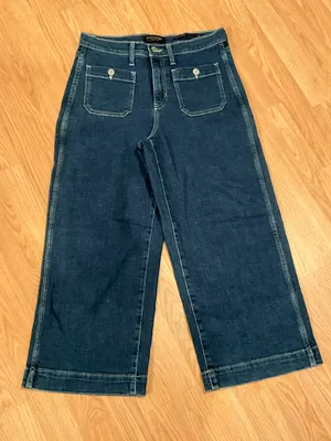 Banana Republic Premium Denim High Rise Wide Leg Crop Jeans 28P thumbnail 2