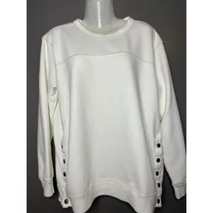 Abercrombie & Fitch Sweatshirt Womens Medium White Soft A&F Fleece Side Snap thumbnail 2