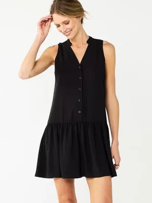 NWT Black Swing V-Neck Drop Waist Dress thumbnail 2
