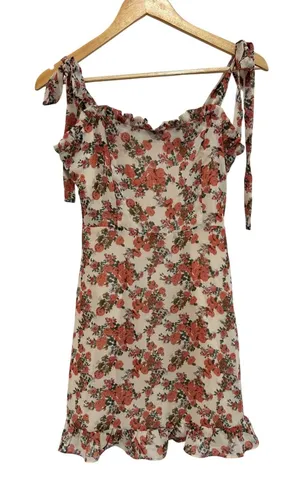 Nasty Gal Bud‎ Times Pink Floral Mini Dress Size 4 NWT Ruffle Tie Straps Girly thumbnail 1