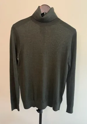 H&M Merino Wool Blend Melange Turtleneck Sweater Grey Size S thumbnail 1