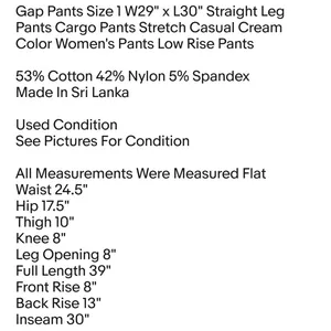 Gap Pants Size 1 W29" x L30" Straight Leg Pants Cargo Pants Stretch Casual thumbnail 2