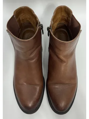 Franco Sarto Leather Ankle Boots Size 7.5 Brown Horrace Chelsea Booties Slip On thumbnail 3