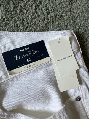 Abercrombie & Fitch The A&F Jort Curve Love Mid Rise Shorts NWT Size 36 White thumbnail 8
