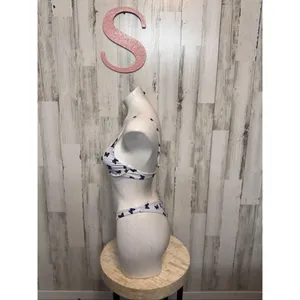 Butterfly Print Bikini Set Women’s Swimwear – Size S – White & Blue Two Piece thumbnail 2