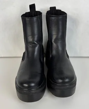 Soda Black Faux Leather Ankle Boots biker goth Size 7.5 thumbnail 1