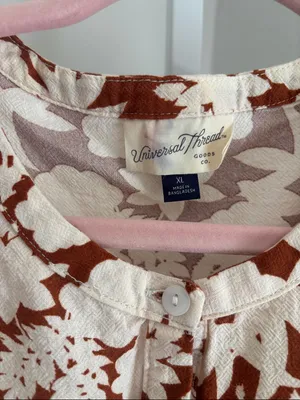 Universal Threads Cream and Brown Floral Romper Puff Sleeve Cottage Women’s SZ XL thumbnail 5