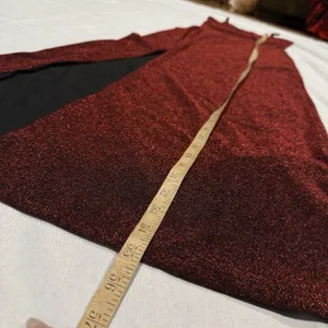 NWT Shein Burgundy Glitter Maxi Dress NWT- Split Thigh Bodycon Prom Gown Sz XS thumbnail 11