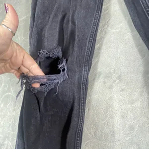 Abercrombie & Fitch 90s Straight Jeans‎ Womens 12/31 Ultra High Rise Rips Fringe thumbnail 8