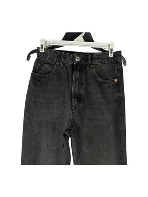 Zara Womens High Waisted Black Distressed Jeans Size 24 Cotton Denim Casual Fit thumbnail 2
