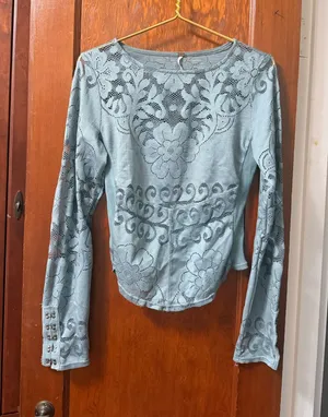 Free People Wild Roses Long Sleeve Lace Top thumbnail 1