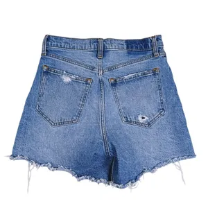 Abercrombie & Fitch Dad Short High Rise Size 25(0) Blue Raw Hem Distressed Denim thumbnail 2